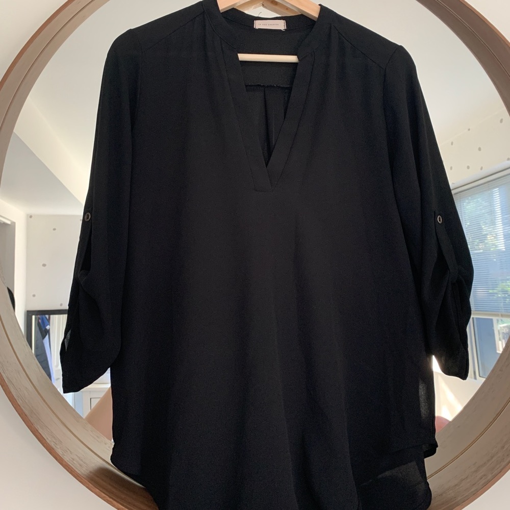 12 RUE COLLETTE - Black Blouse Lightweight Hi Lo